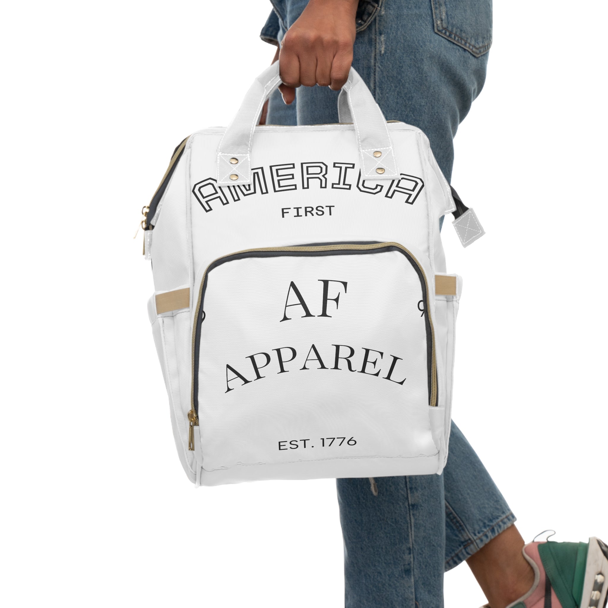 America First Diaper Backpack — AF Apparel Multifunctional Baby Bag (Est. 1776)