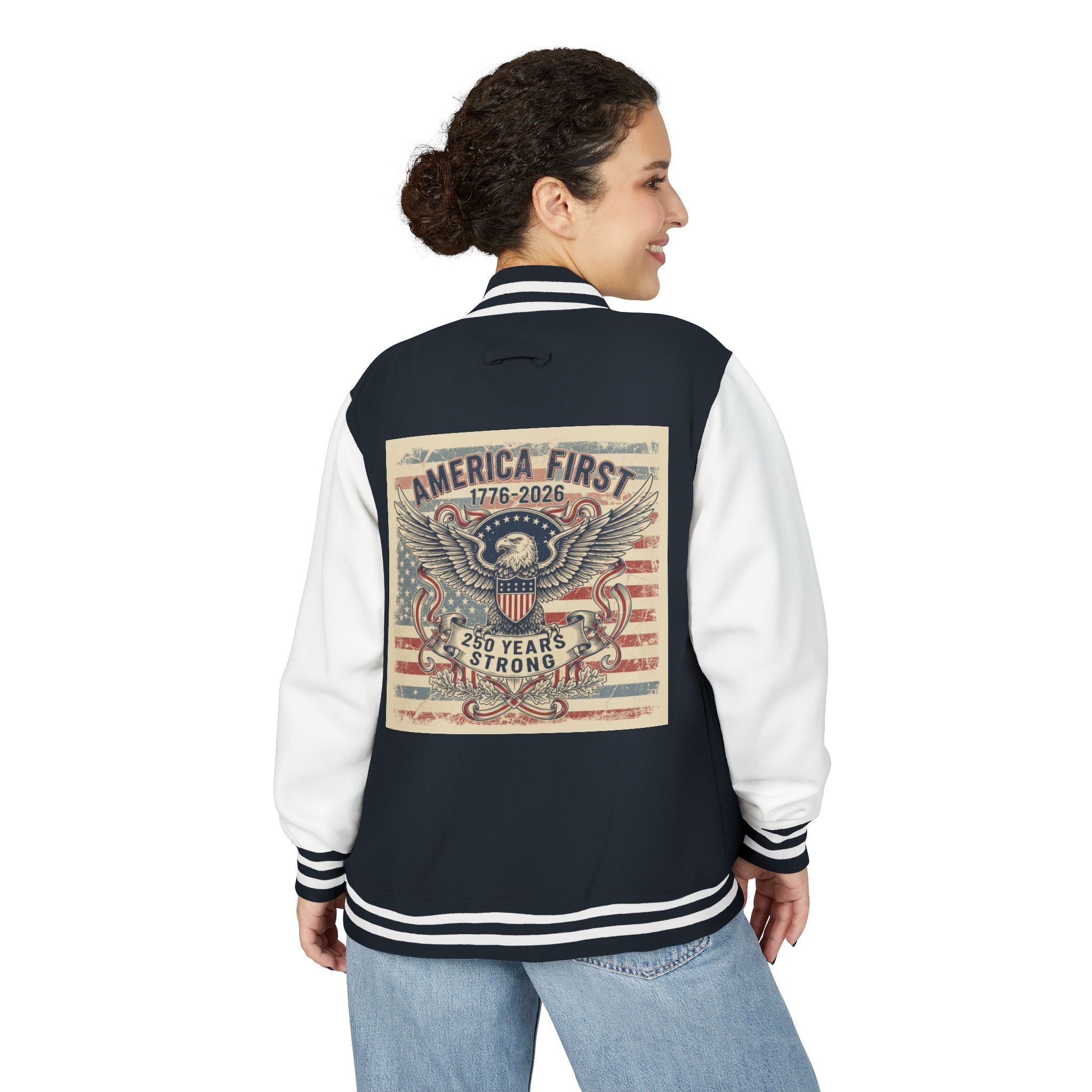 1776 America First Letterman Jacket – Patriotic Eagle Varsity Coat