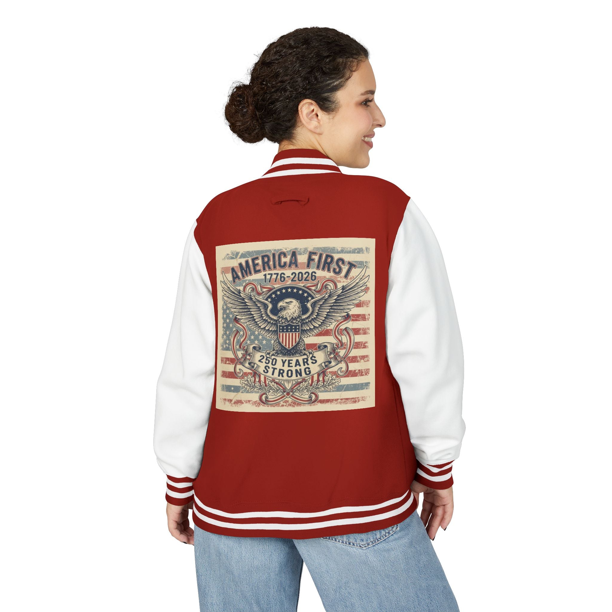 1776 America First Letterman Jacket – Patriotic Eagle Varsity Coat