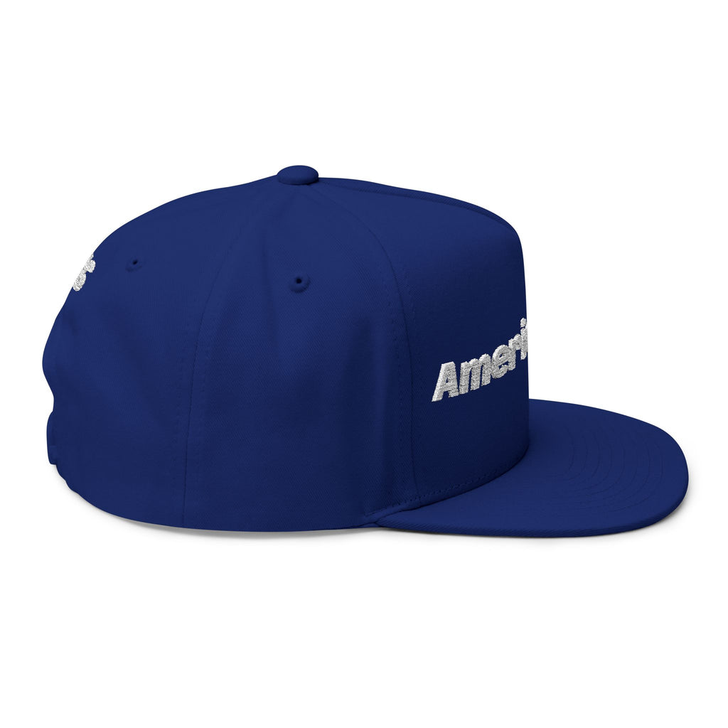 Flat Bill Cap — "America First" Embroidered Patriotic Snapback